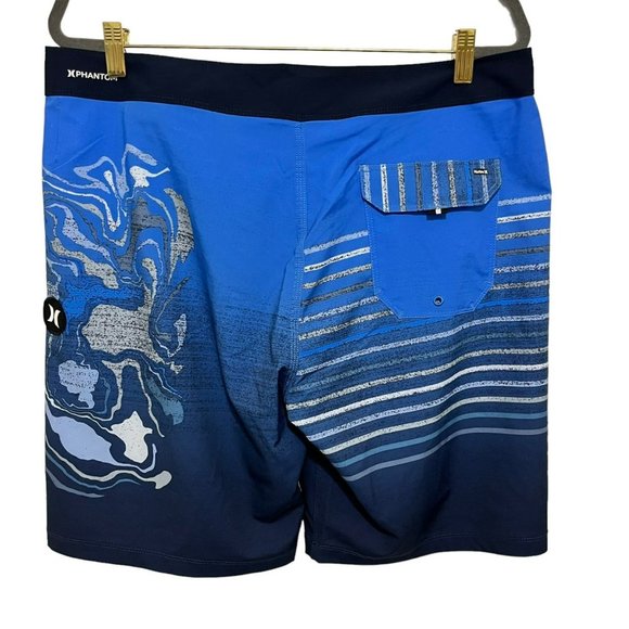 NEW HURLEY BLUE SHORTS 32 MENS PHANTOM VENICE BOARDSHORTS SWIM TRUNK STRIPES NWT - Picture 2 of 10